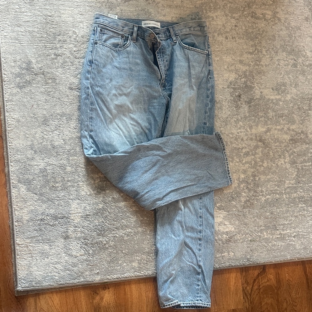 Denim Forum Light Wash Straight-Leg Jeans